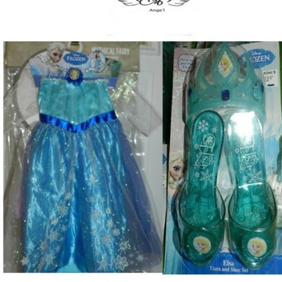 DISNEY FROZEN ELSA LITTLE GIRLS ELSA BUNDLE DRESS & TIARA & SHOES🆕⌚📦🏃💨🚚 - Picture 1 of 14